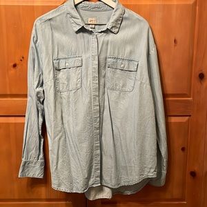 Denim Long Sleeve Button Up Top